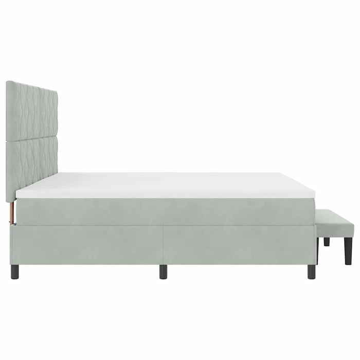 Pat cu arcuri cu headboard Gri deschis 200 x 200 cm Catifea - WALTI WALTI