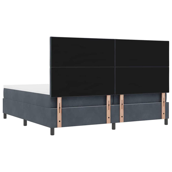 Pat cu arcuri cu headboard Gri închis 200 x 200 cm Catifea WALTI