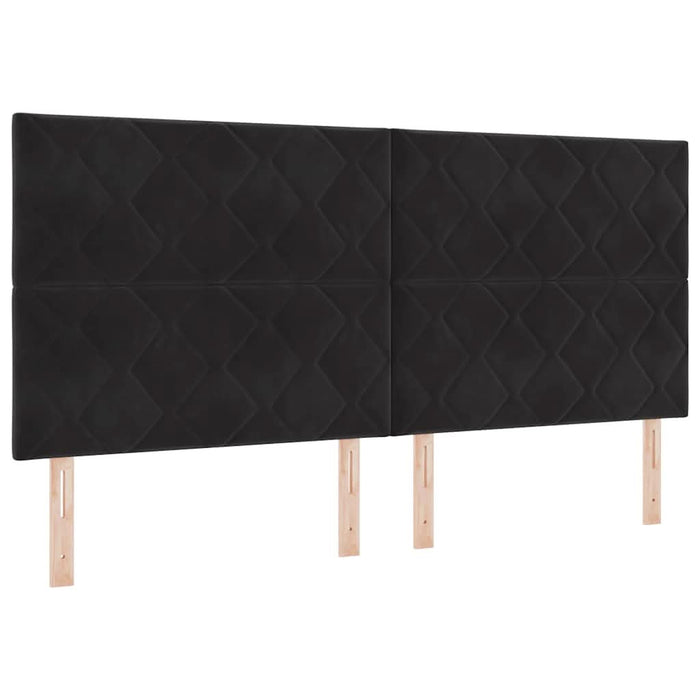 Pat cu arcuri cu headboard Negru 200 x 200 cm Catifea WALTI