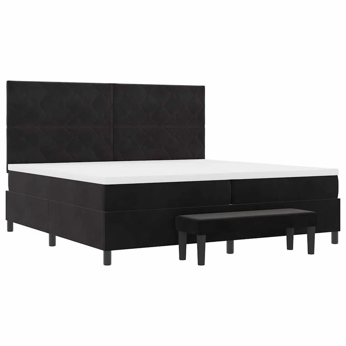 Pat cu arcuri cu headboard Negru 200 x 200 cm Catifea WALTI