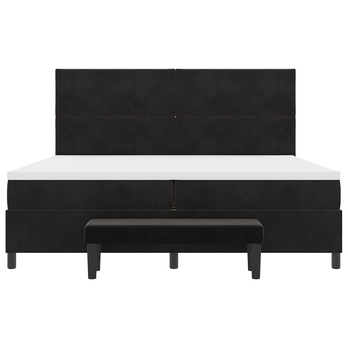 Pat cu arcuri cu headboard Negru 200 x 200 cm Catifea WALTI
