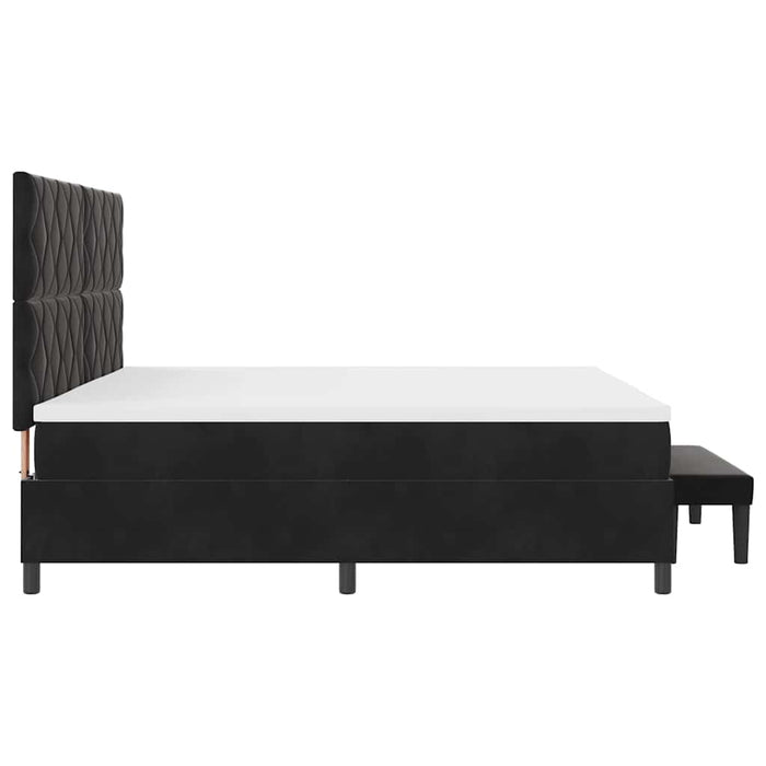 Pat cu arcuri cu headboard Negru 200 x 200 cm Catifea WALTI