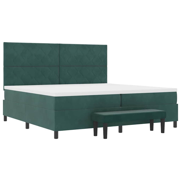 Pat cu arcuri cu headboard Verde închis 200 x 200 cm Catifea WALTI