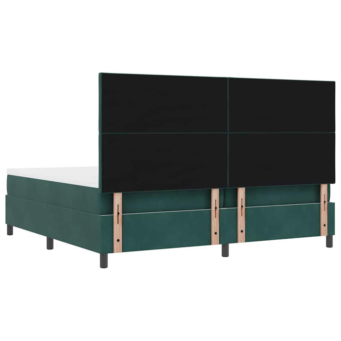 Pat cu arcuri cu headboard Verde închis 200 x 200 cm Catifea WALTI