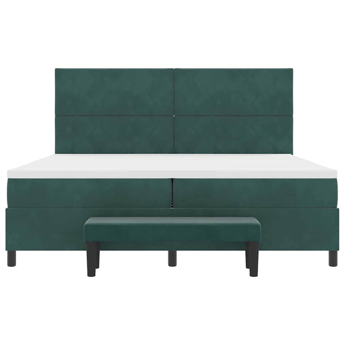 Pat cu arcuri cu headboard Verde închis 200 x 200 cm Catifea WALTI