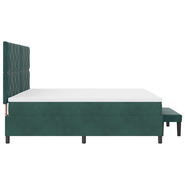 Pat cu arcuri cu headboard Verde închis 200 x 200 cm Catifea WALTI