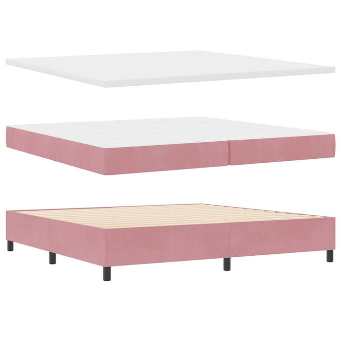 Pat cu arcuri cu headboard Roz 200 x 200 cm Catifea WALTI