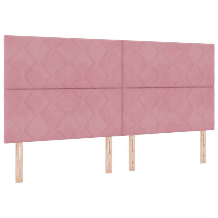 Pat cu arcuri cu headboard Roz 200 x 200 cm Catifea WALTI