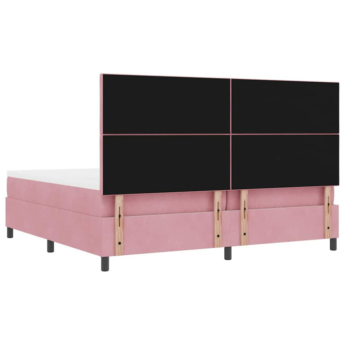 Pat cu arcuri cu headboard Roz 200 x 200 cm Catifea WALTI