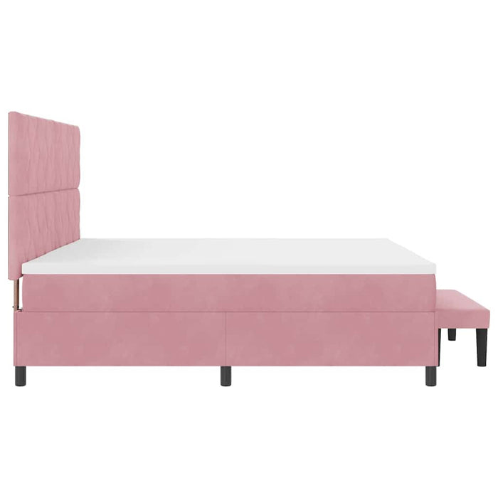 Pat cu arcuri cu headboard Roz 200 x 200 cm Catifea WALTI