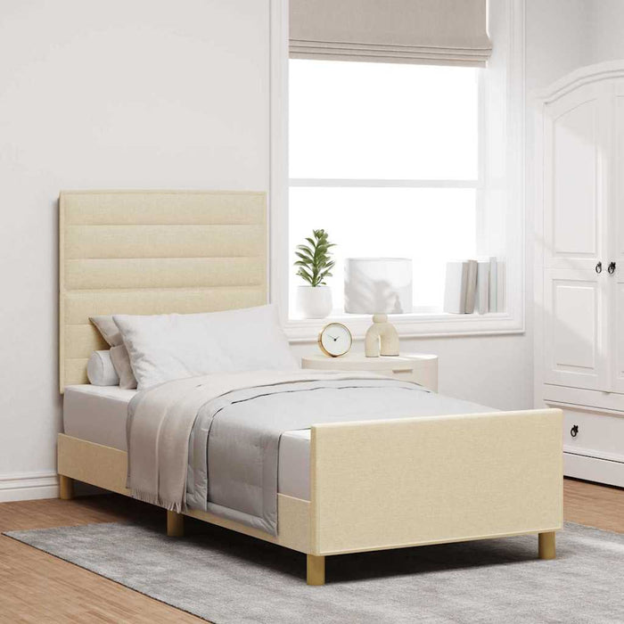 Cadru de pat cu headboard Crem 80 x 200 cm țesătură - WALTI WALTI