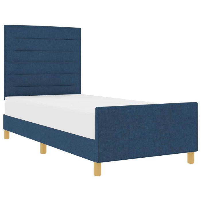 Cadru de pat cu headboard albastru 80 x 200 cm țesătură - WALTI WALTI