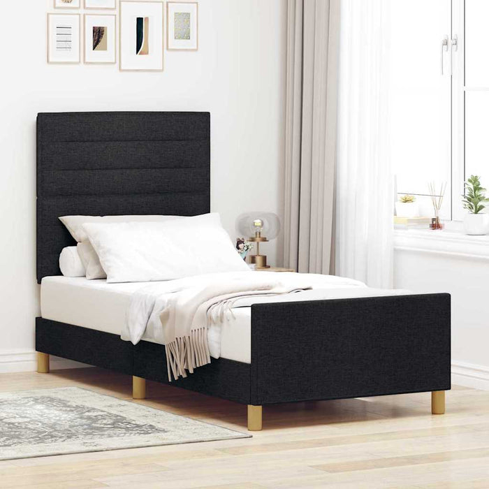 Cadru de pat cu headboard Negru 90 x 190 cm țesătură - WALTI WALTI