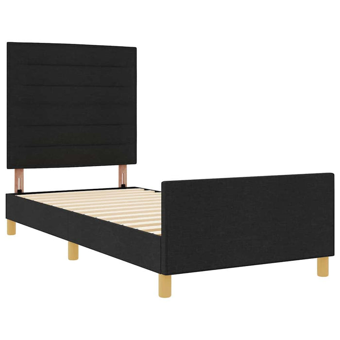 Cadru de pat cu headboard Negru 90 x 190 cm țesătură - WALTI WALTI