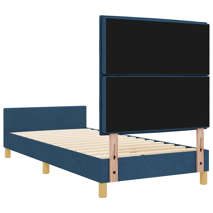 Cadru de pat cu headboard albastru 90 x 190 cm țesătură - WALTI WALTI