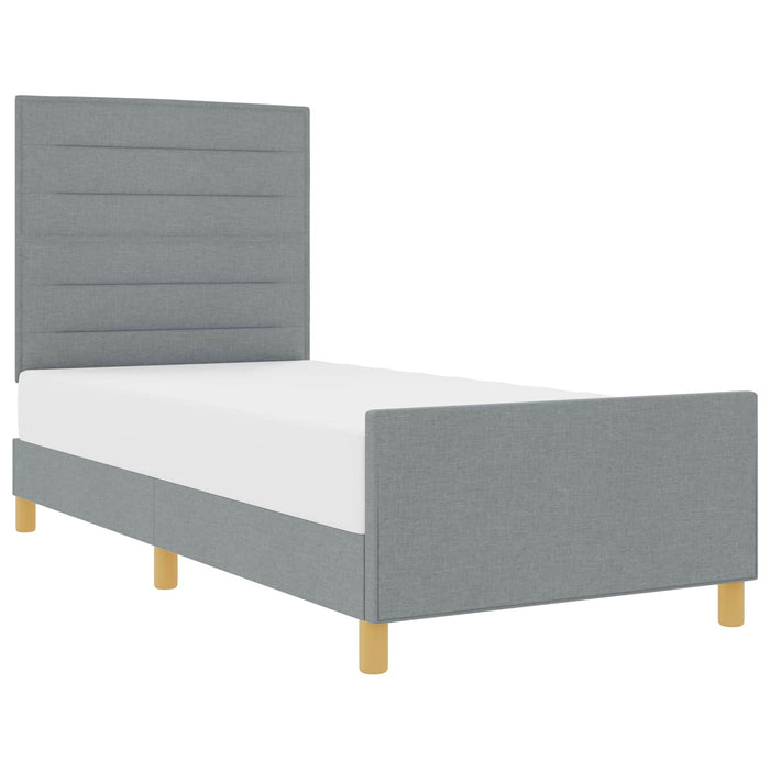 Cadru de pat cu headboard Gri deschis 100 x 200 cm țesătură - WALTI WALTI
