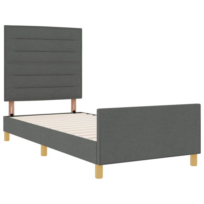 Cadru de pat cu headboard Gri închis 100 x 200 cm țesătură - WALTI WALTI