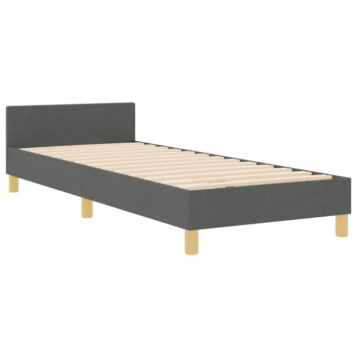 Cadru de pat cu headboard Gri închis 100 x 200 cm țesătură - WALTI WALTI