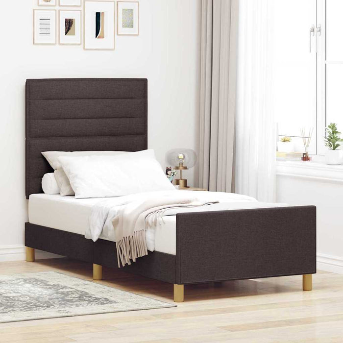 Cadru de pat cu headboard Maro închis 100 x 200 cm țesătură - WALTI WALTI