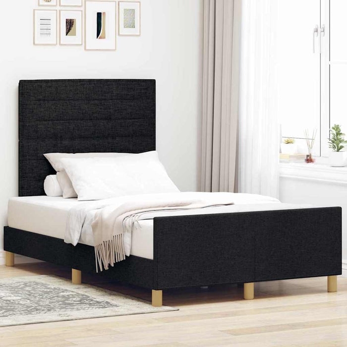 Cadru de pat cu headboard Negru 120 x 190 cm țesătură - WALTI WALTI