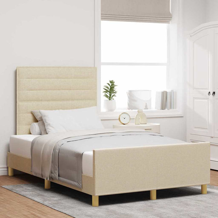 Cadru de pat cu headboard Crem 120 x 190 cm țesătură - WALTI WALTI