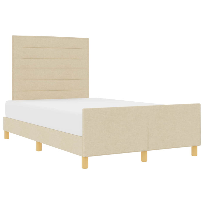 Cadru de pat cu headboard Crem 120 x 190 cm țesătură - WALTI WALTI