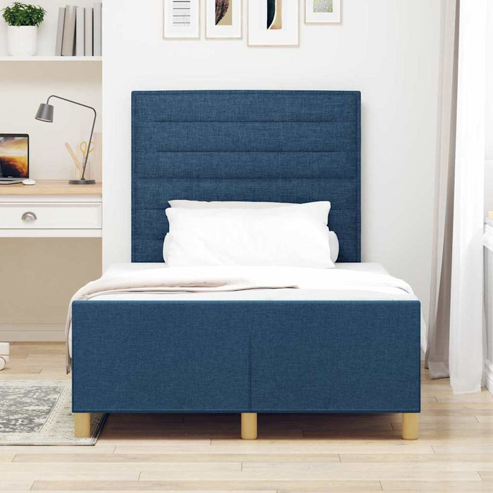Cadru de pat cu headboard albastru 120 x 190 cm țesătură - WALTI WALTI