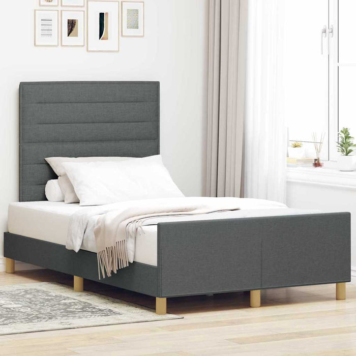 Cadru de pat cu headboard Gri închis 120 x 200 cm țesătură - WALTI WALTI