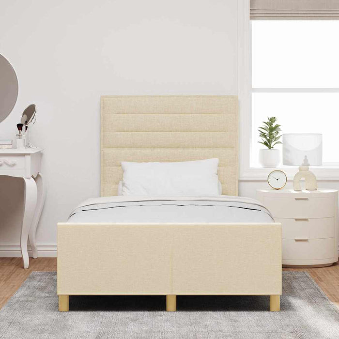 Cadru de pat cu headboard Crem 120 x 200 cm țesătură - WALTI WALTI