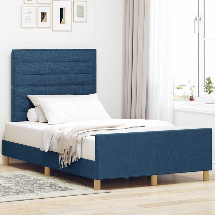 Cadru de pat cu headboard albastru 120 x 200 cm țesătură WALTI