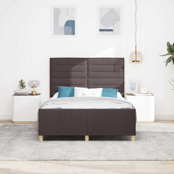 Cadru de pat cu headboard Maro închis 140 x 190 cm țesătură WALTI