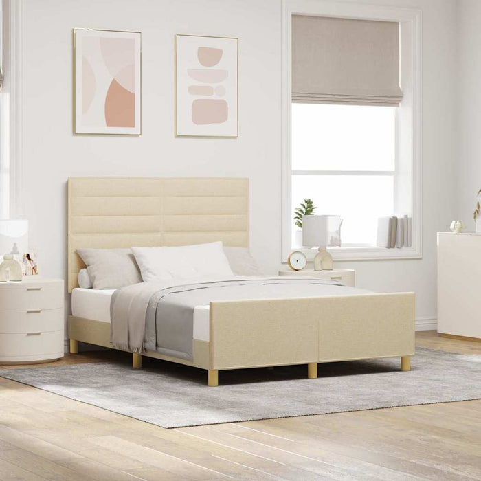Cadru de pat cu headboard Crem 140 x 190 cm țesătură - WALTI WALTI