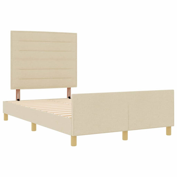 Cadru de pat cu headboard Crem 140 x 190 cm țesătură - WALTI WALTI