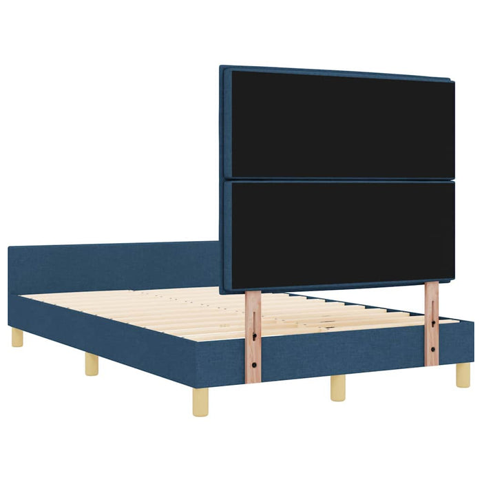 Cadru de pat cu headboard albastru 140 x 190 cm țesătură - WALTI WALTI