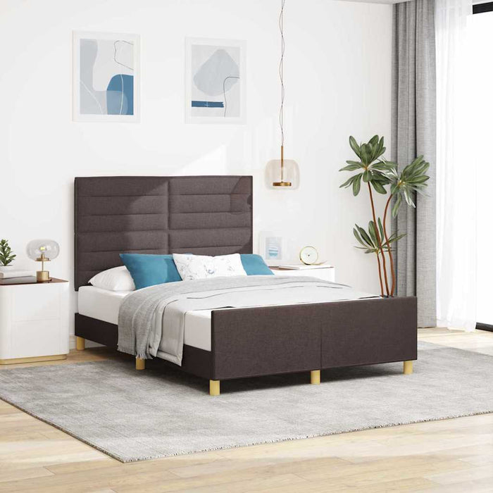 Cadru de pat cu headboard Maro închis 140 x 200 cm țesătură WALTI