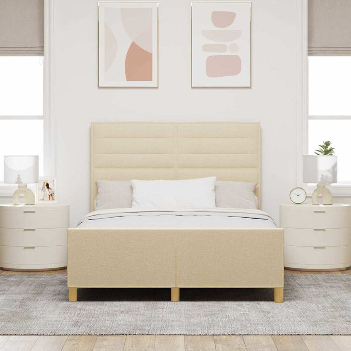 Cadru de pat cu headboard Crem 140 x 200 cm țesătură - WALTI WALTI
