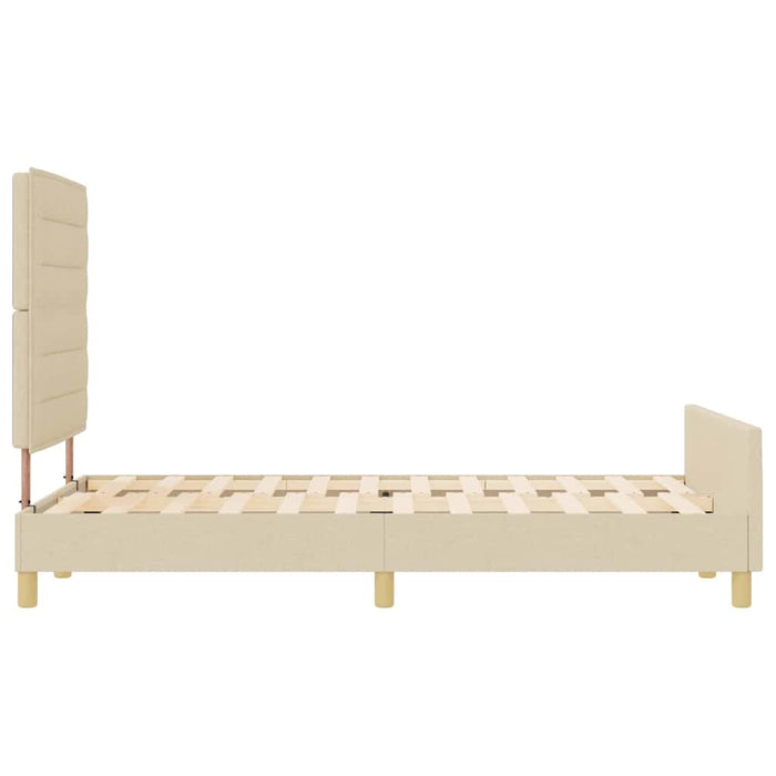 Cadru de pat cu headboard Crem 140 x 200 cm țesătură - WALTI WALTI