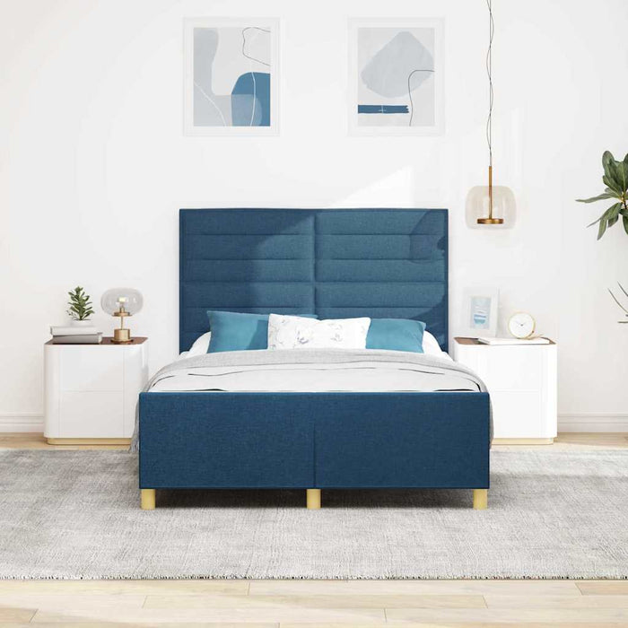 Cadru de pat cu headboard albastru 140 x 200 cm țesătură - WALTI WALTI