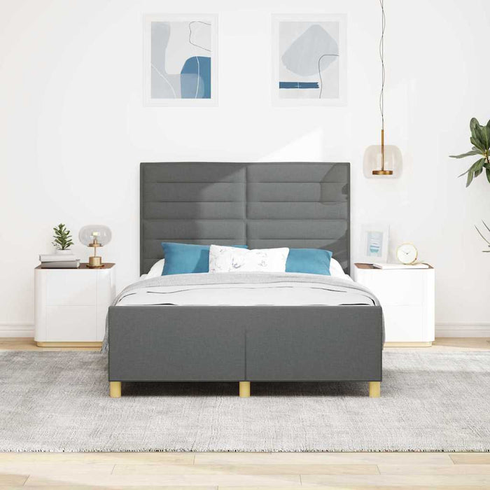 Cadru de pat cu headboard Gri închis 160 x 200 cm țesătură - WALTI WALTI