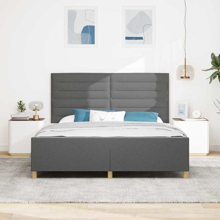 Cadru de pat cu headboard Gri închis 180 x 200 cm țesătură - WALTI WALTI