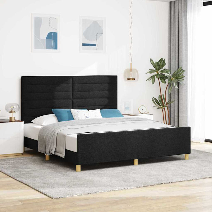 Cadru de pat cu headboard Negru 180 x 200 cm țesătură - WALTI WALTI