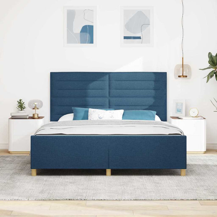 Cadru de pat cu headboard albastru 180 x 200 cm țesătură - WALTI WALTI