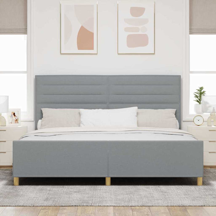 Cadru de pat cu headboard Gri deschis 200 x 200 cm țesătură - WALTI WALTI