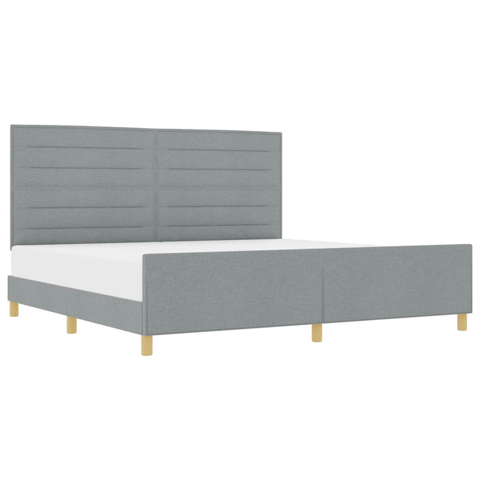 Cadru de pat cu headboard Gri deschis 200 x 200 cm țesătură - WALTI WALTI