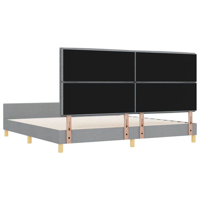 Cadru de pat cu headboard Gri deschis 200 x 200 cm țesătură - WALTI WALTI