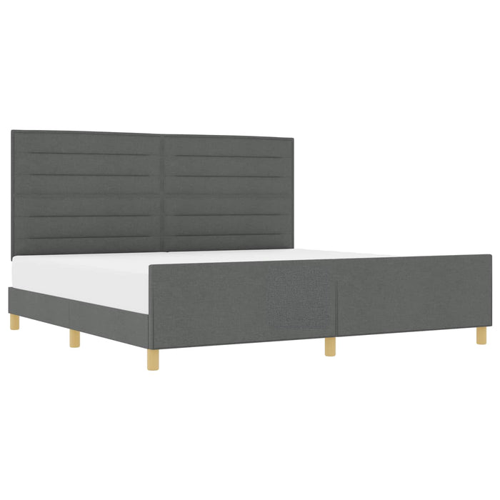 Cadru de pat cu headboard Gri închis 200 x 200 cm țesătură - WALTI WALTI