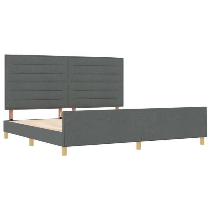 Cadru de pat cu headboard Gri închis 200 x 200 cm țesătură - WALTI WALTI
