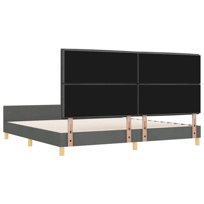 Cadru de pat cu headboard Gri închis 200 x 200 cm țesătură - WALTI WALTI