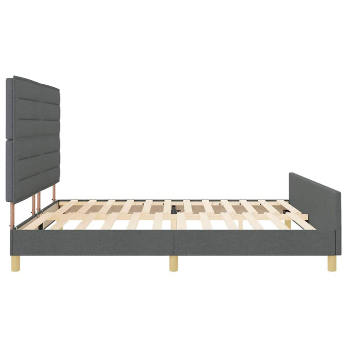 Cadru de pat cu headboard Gri închis 200 x 200 cm țesătură - WALTI WALTI
