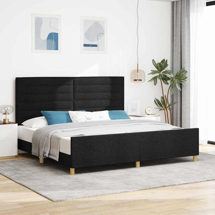 Cadru de pat cu headboard Negru 200 x 200 cm țesătură - WALTI WALTI